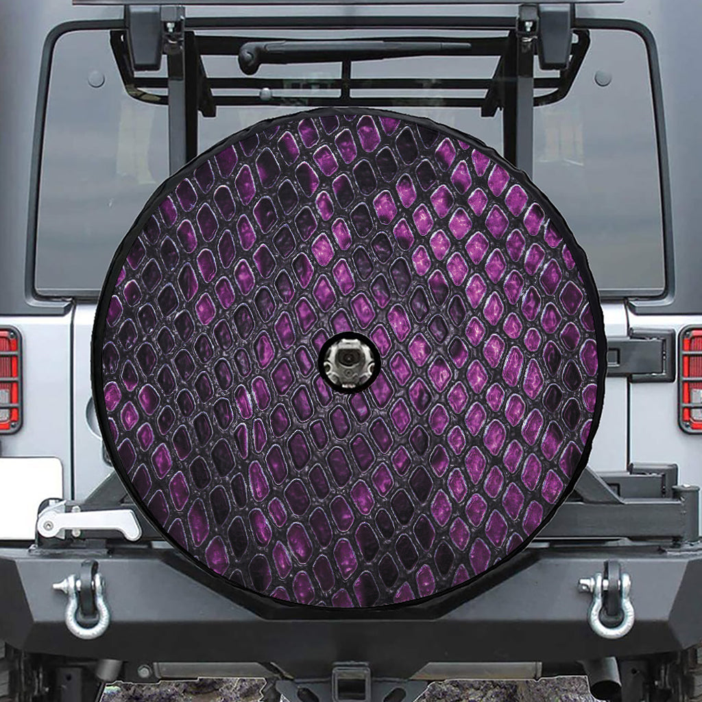 Purple Snakeskin Print Tire Cover With Camera Hole
