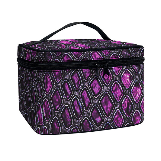 Purple Snakeskin Print Travel Makeup Bag