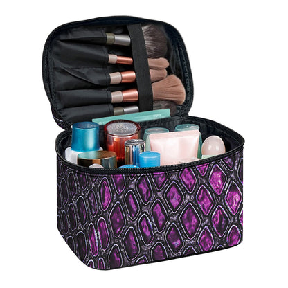 Purple Snakeskin Print Travel Makeup Bag