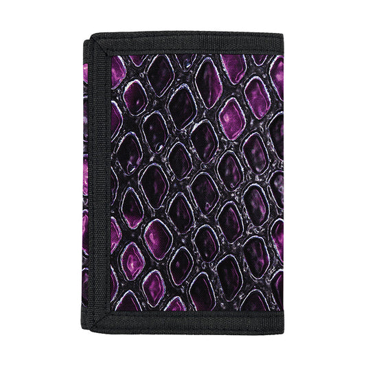 Purple Snakeskin Print Trifold Wallet