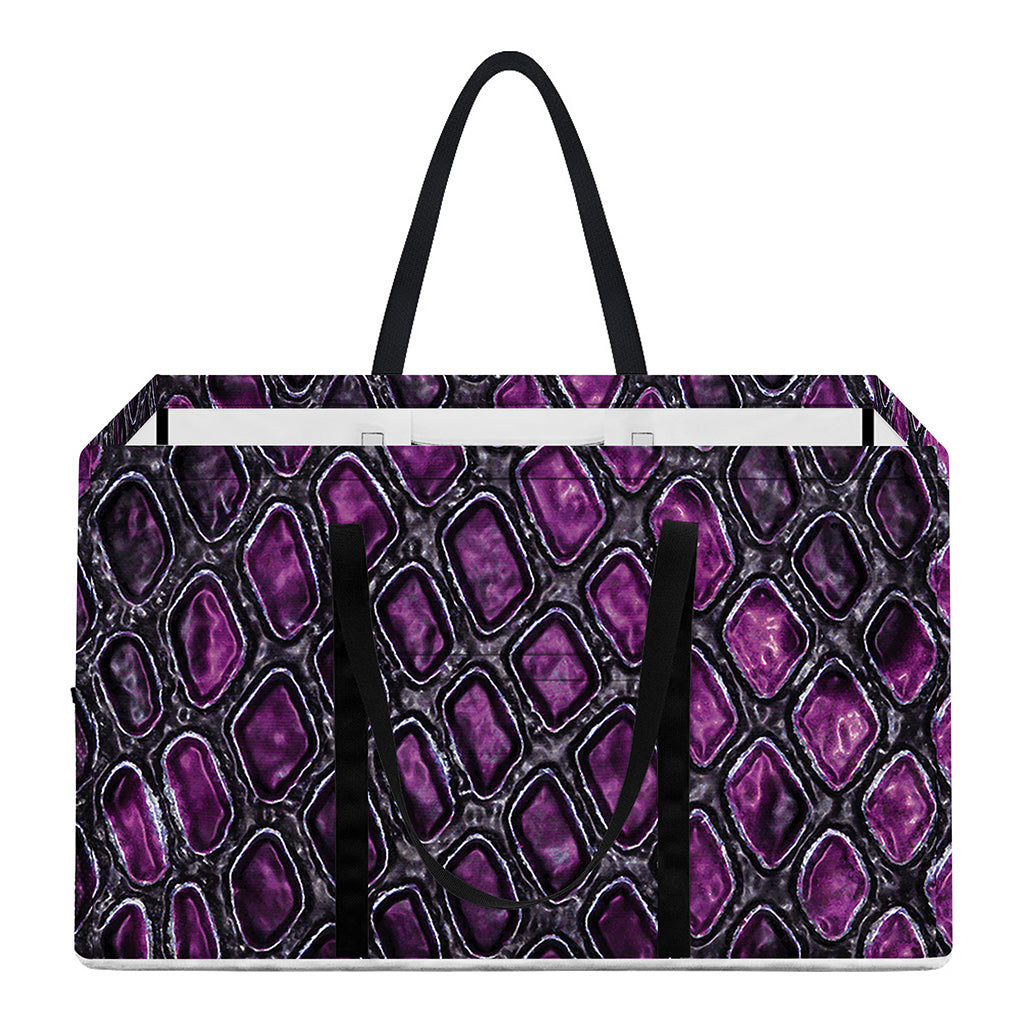 Purple Snakeskin Print Utility Tote Bag