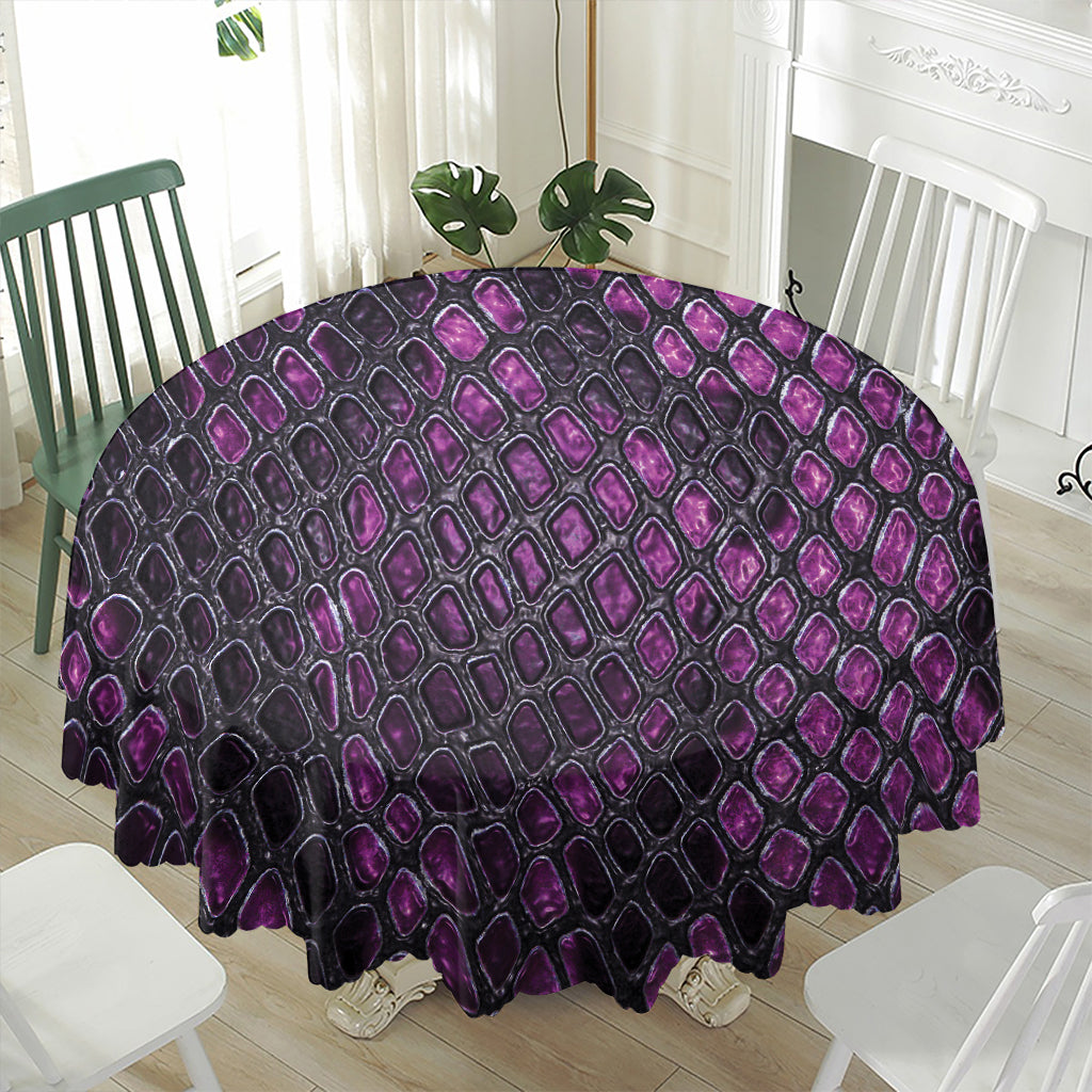 Purple Snakeskin Print Waterproof Round Tablecloth