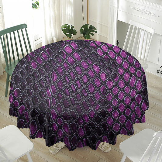 Purple Snakeskin Print Waterproof Round Tablecloth