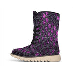 Purple Snakeskin Print Winter Boots