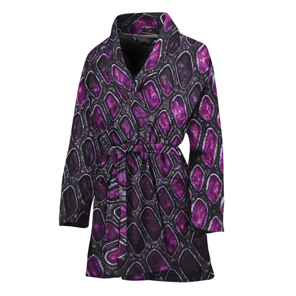 Purple Snakeskin Print Women's Bathrobe