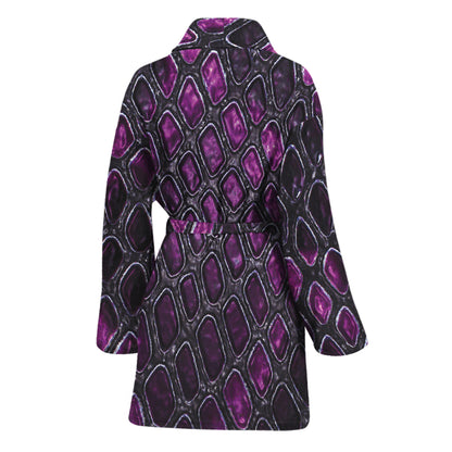 Purple Snakeskin Print Women's Bathrobe