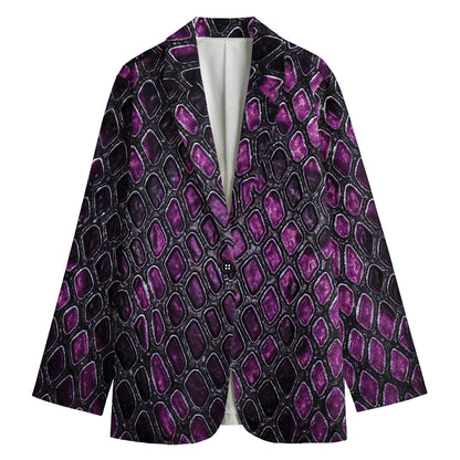 Purple Snakeskin Print Women's Blazer