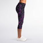 Purple Snakeskin Print Women's Capri Leggings