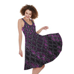 Purple Snakeskin Print Women's Sleeveless Dress