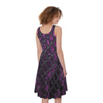 Purple Snakeskin Print Women's Sleeveless Dress