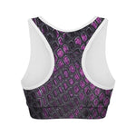 Purple Snakeskin Print Women's Sports Bra