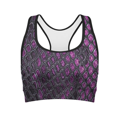 Purple Snakeskin Print Women's Sports Bra
