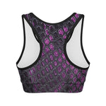 Purple Snakeskin Print Women's Sports Bra