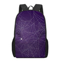 Purple Spider Web Pattern Print 17 Inch Backpack