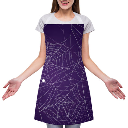 Purple Spider Web Pattern Print Adjustable Apron