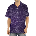 Purple Spider Web Pattern Print Aloha Shirt