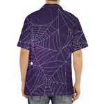 Purple Spider Web Pattern Print Aloha Shirt