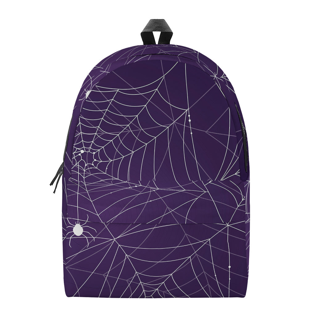 Purple Spider Web Pattern Print Backpack