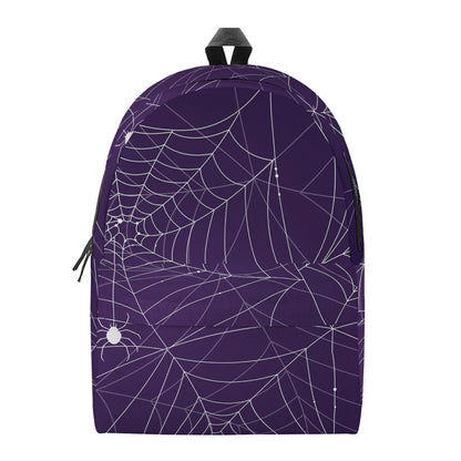 Purple Spider Web Pattern Print Backpack