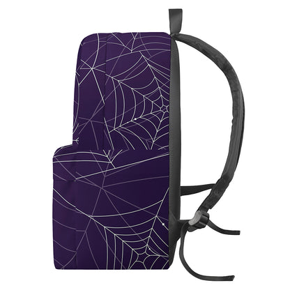 Purple Spider Web Pattern Print Backpack