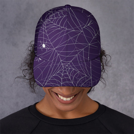 Purple Spider Web Pattern Print Baseball Cap