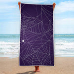 Purple Spider Web Pattern Print Beach Towel