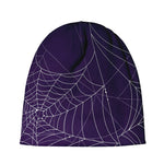 Purple Spider Web Pattern Print Beanie