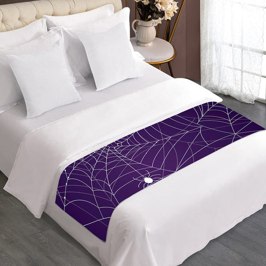 Purple Spider Web Pattern Print Bed Runner