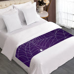 Purple Spider Web Pattern Print Bed Runner