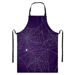 Purple Spider Web Pattern Print Bib Apron With Pocket