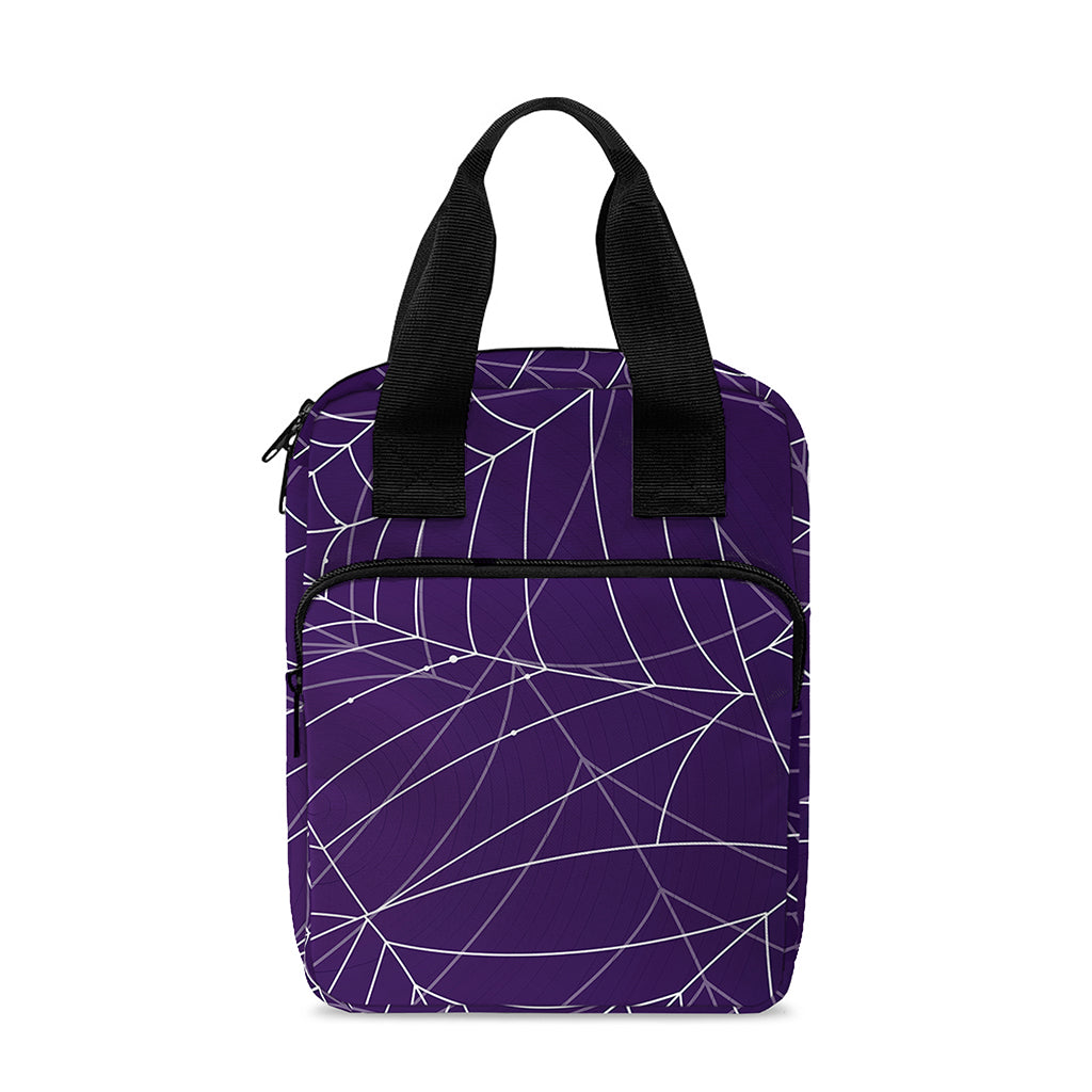 Purple Spider Web Pattern Print Bible Tote Bag