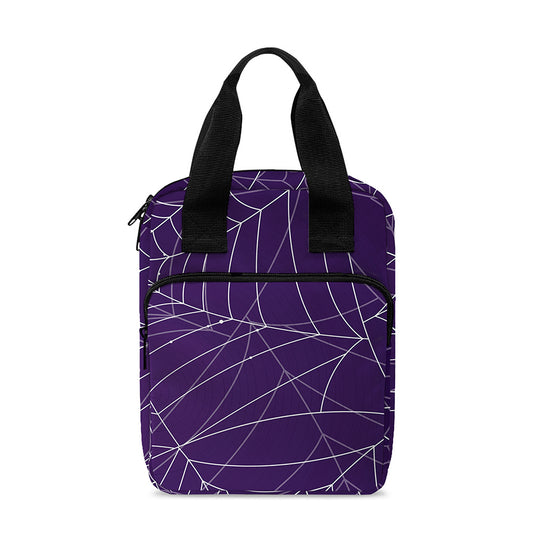 Purple Spider Web Pattern Print Bible Tote Bag