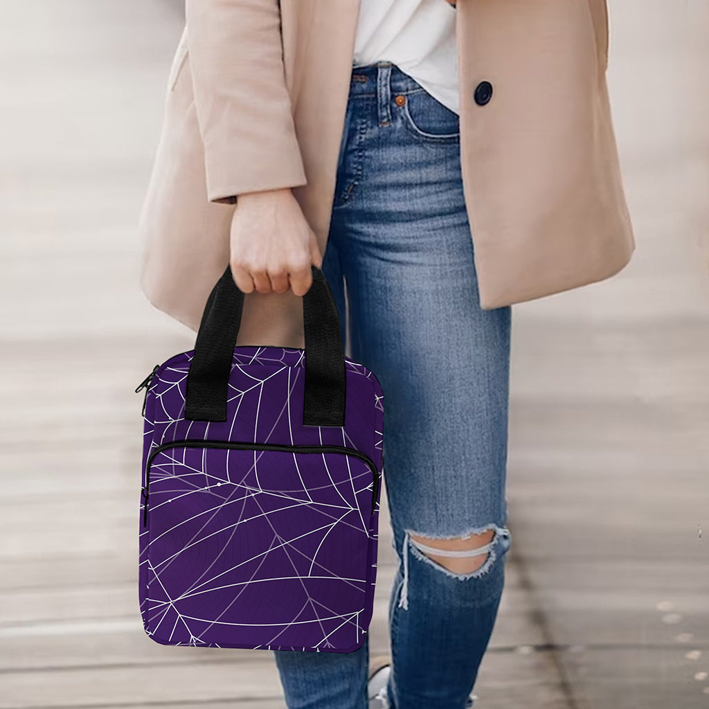 Purple Spider Web Pattern Print Bible Tote Bag