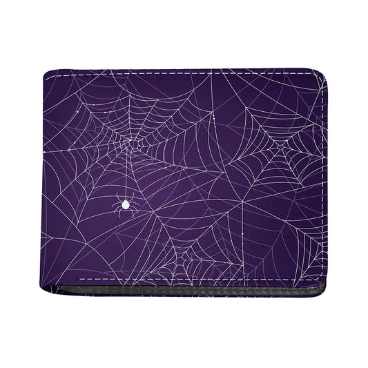 Purple Spider Web Pattern Print Bifold Wallet