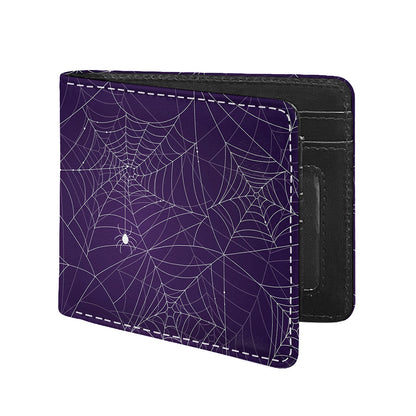 Purple Spider Web Pattern Print Bifold Wallet
