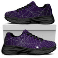 Purple Spider Web Pattern Print Black Chunky Shoes