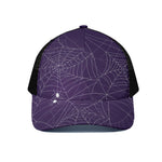 Purple Spider Web Pattern Print Black Mesh Trucker Cap