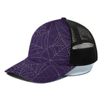 Purple Spider Web Pattern Print Black Mesh Trucker Cap