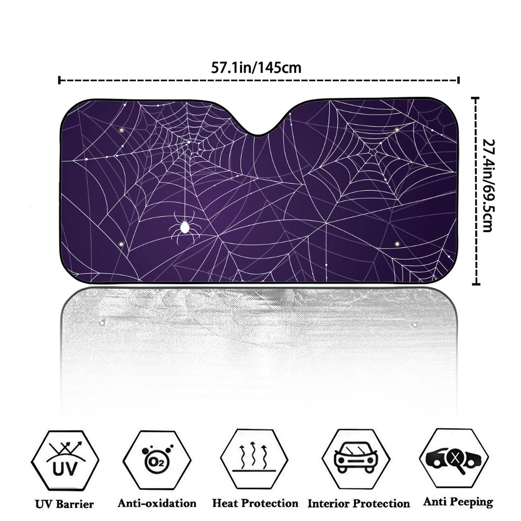 Purple Spider Web Pattern Print Car Windshield Sun Shade