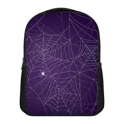 Purple Spider Web Pattern Print Casual Backpack