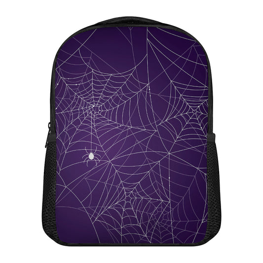 Purple Spider Web Pattern Print Casual Backpack