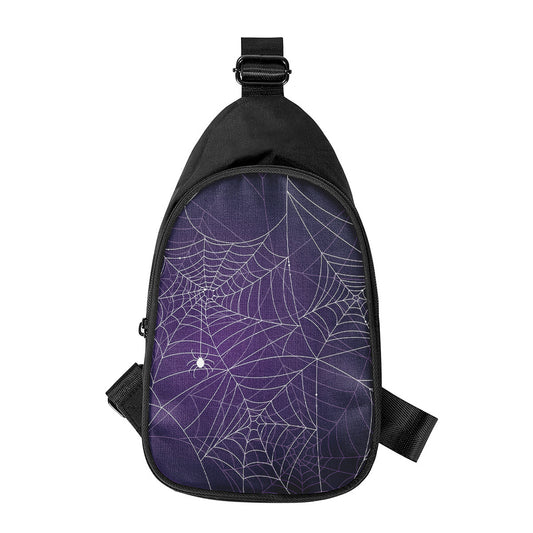Purple Spider Web Pattern Print Chest Bag