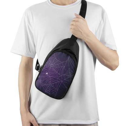 Purple Spider Web Pattern Print Chest Bag
