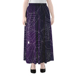 Purple Spider Web Pattern Print Chiffon Maxi Skirt