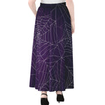 Purple Spider Web Pattern Print Chiffon Maxi Skirt