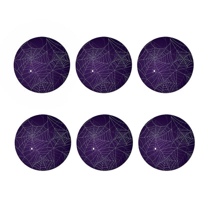 Purple Spider Web Pattern Print Coaster Set