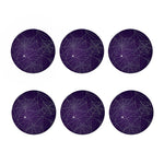 Purple Spider Web Pattern Print Coaster Set