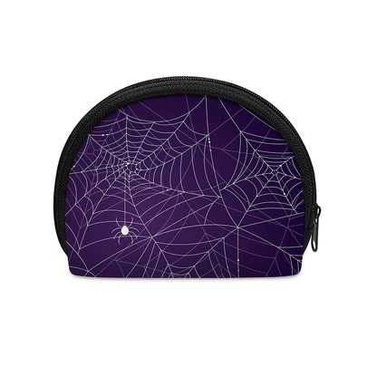 Purple Spider Web Pattern Print Coin Purse