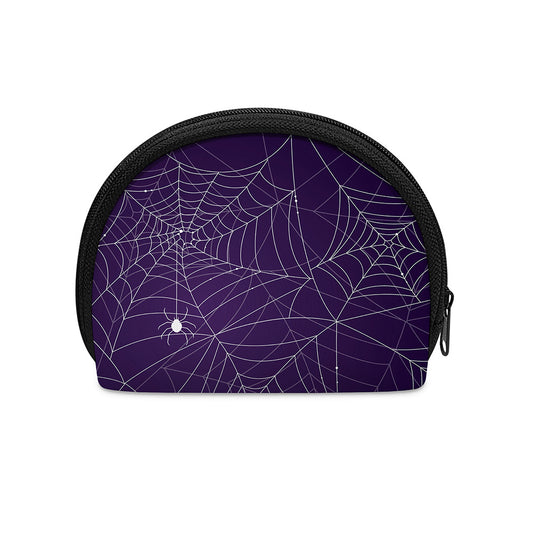 Purple Spider Web Pattern Print Coin Purse