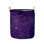Purple Spider Web Pattern Print Collapsible Laundry Basket